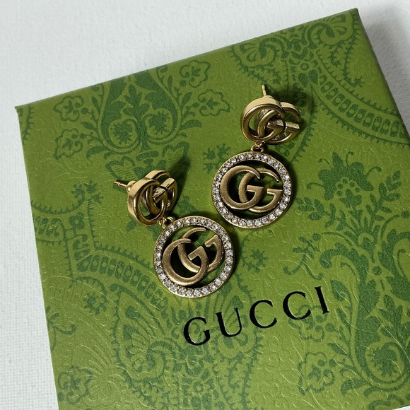 Gucci GG Gold and Crystal Earrings - Picture 2 of 3